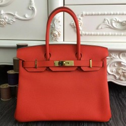 Replica Hermes Birkin 30cm 35cm Bag In Orange Clemence Leather