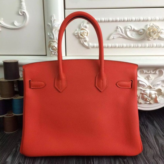 Replica Hermes Birkin 30cm 35cm Bag In Orange Clemence Leather