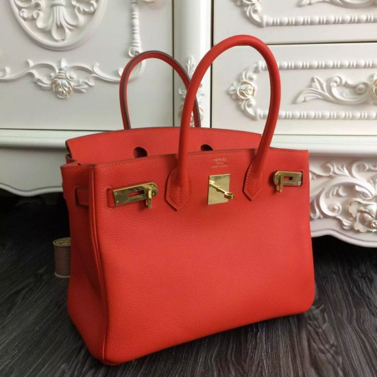 Replica Hermes Birkin 30cm 35cm Bag In Orange Clemence Leather