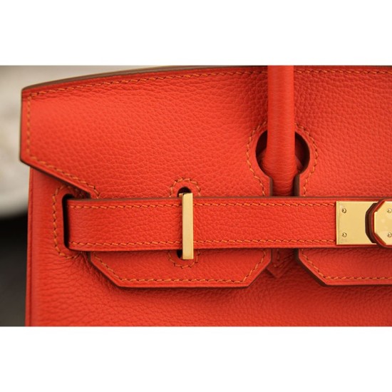 Replica Hermes Birkin 30cm 35cm Bag In Orange Clemence Leather