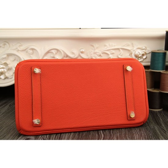 Replica Hermes Birkin 30cm 35cm Bag In Orange Clemence Leather