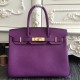 Replica Hermes Birkin 30cm 35cm Bag In Purple Clemence Leather