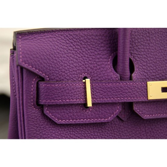 Replica Hermes Birkin 30cm 35cm Bag In Purple Clemence Leather
