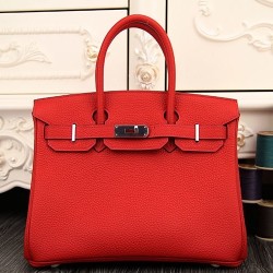 Replica Hermes Birkin 30cm 35cm Bag In Red Clemence Leather