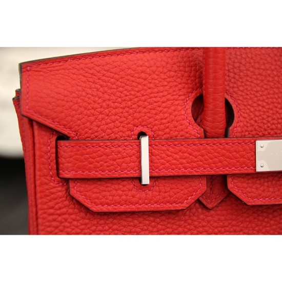 Replica Hermes Birkin 30cm 35cm Bag In Red Clemence Leather