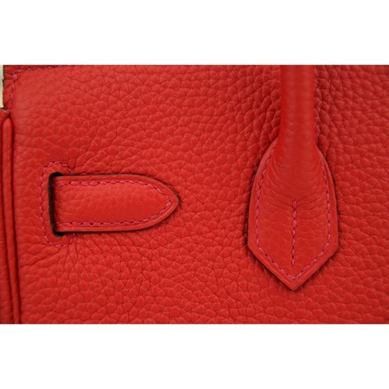 Replica Hermes Birkin 30cm 35cm Bag In Red Clemence Leather