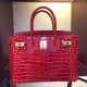 Fake Hermes Birkin 30cm 35cm Bag In Red Crocodile Leather Replica