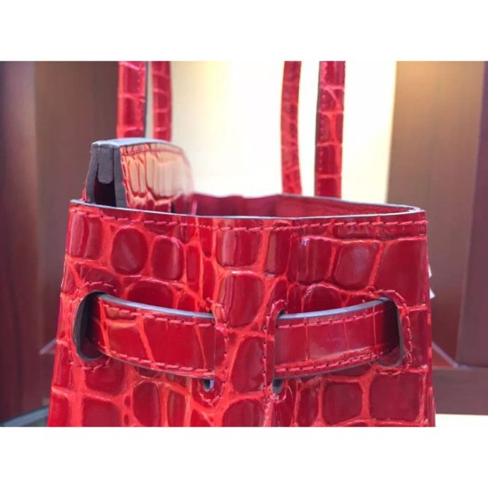 Fake Hermes Birkin 30cm 35cm Bag In Red Crocodile Leather Replica