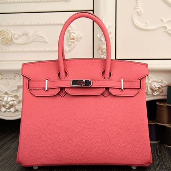 Replica Hermes Birkin 30cm 35cm Bag In Rose Lipstick Clemence Leather