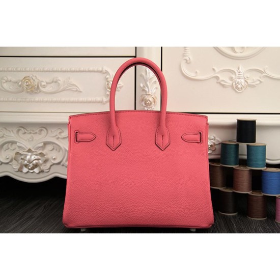 Replica Hermes Birkin 30cm 35cm Bag In Rose Lipstick Clemence Leather