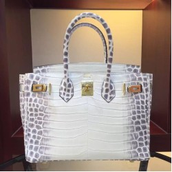Replica Hermes Birkin 30cm 35cm Bag In White Crocodile Leather