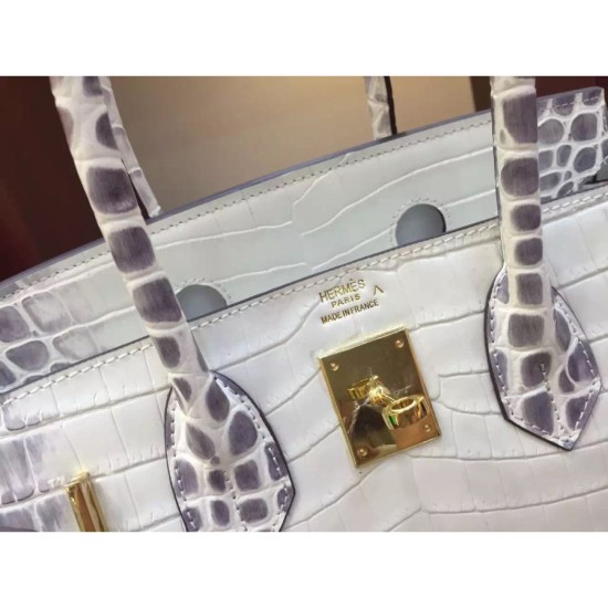 Replica Hermes Birkin 30cm 35cm Bag In White Crocodile Leather