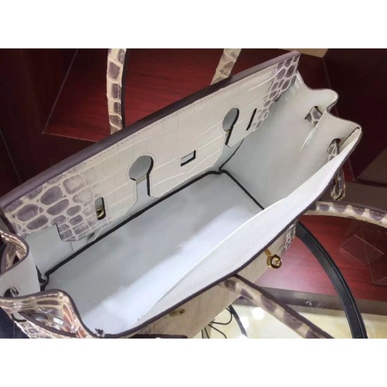 Replica Hermes Birkin 30cm 35cm Bag In White Crocodile Leather