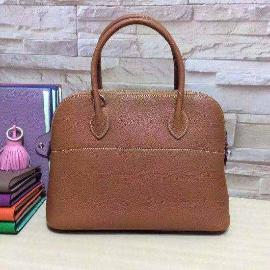 Replica Hermes Bolide 31 35 Bag In Brown Clemence Leather
