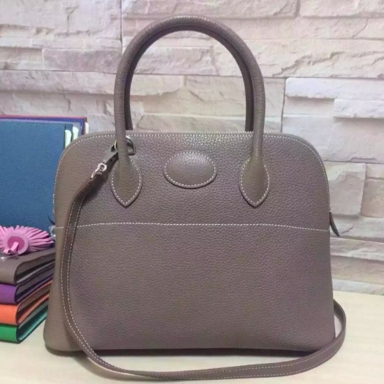 Fake Hermes Bolide 31 35 Bag In Grey Clemence Leather Replica