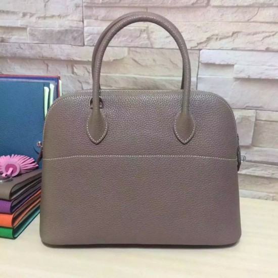 Fake Hermes Bolide 31 35 Bag In Grey Clemence Leather Replica