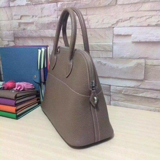 Fake Hermes Bolide 31 35 Bag In Grey Clemence Leather Replica