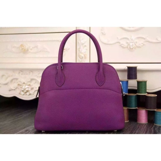 Fake Hermes Bolide 31 35 Bag In Purple Clemence Leather Replica