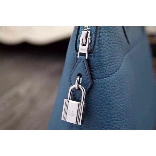 Replica Hermes Bolide Tote Bag In Blue Leather