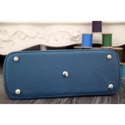 Replica Hermes Bolide Tote Bag In Blue Leather