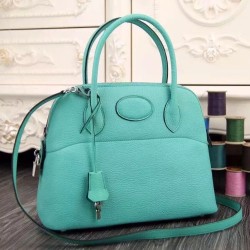Fake Hermes Bolide Tote Bag In Turquoise Leather Replica