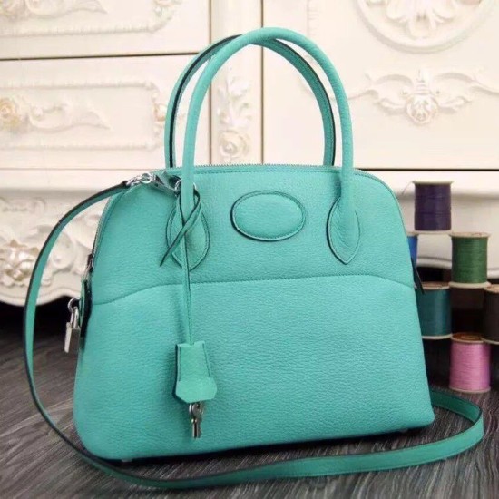Replica Hermes Bolide Tote Bag In Turquoise Leather