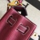 Fake Hermes Kelly 20cm Bag In Bordeaux Clemence Leather Replica
