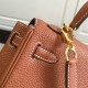 Fake Hermes Kelly 20cm Bag In Brown Clemence Leather Replica