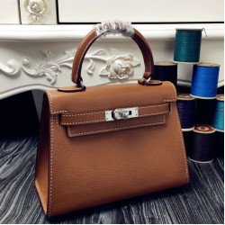 Fake Hermes Kelly 20cm Bag In Brown Epsom Leather Replica
