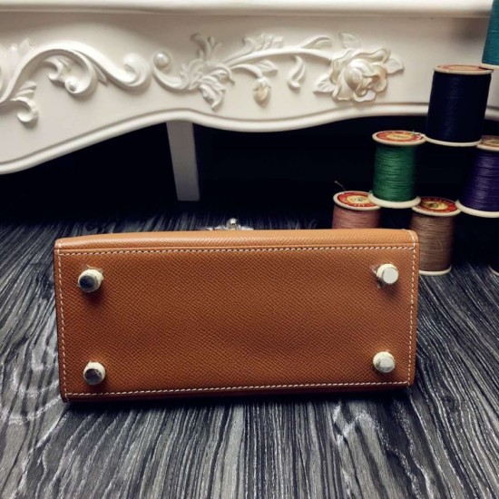 Fake Hermes Kelly 20cm Bag In Brown Epsom Leather Replica