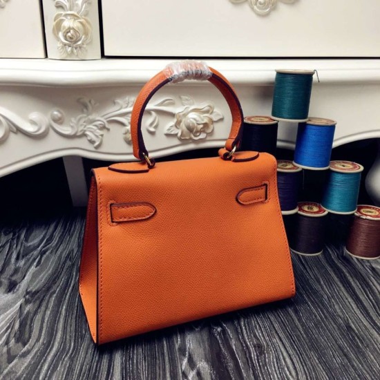 Fake Hermes Kelly 20cm Bag In Orange Epsom Leather Replica