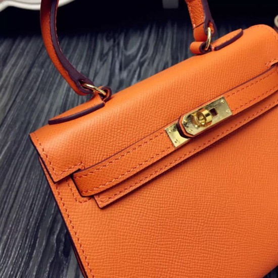 Fake Hermes Kelly 20cm Bag In Orange Epsom Leather Replica