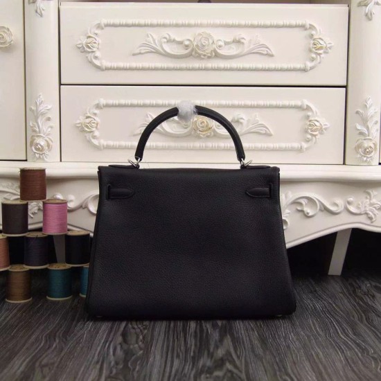 Replica Hermes Kelly Bag 28,32CM In Black Clemence Leather