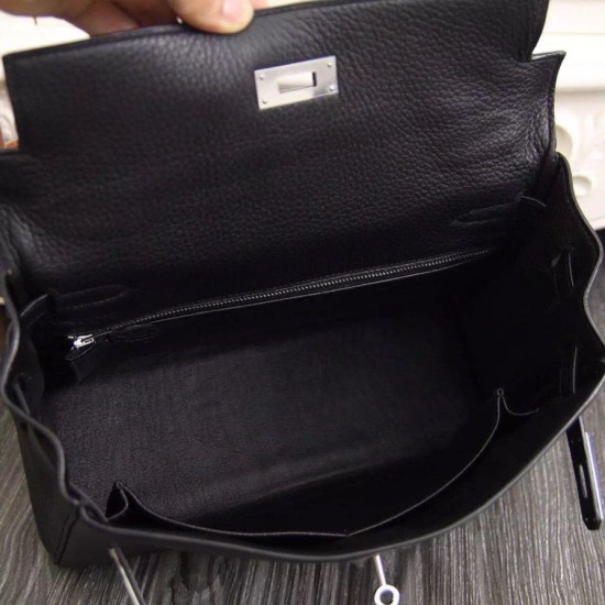 Replica Hermes Kelly Bag 28,32CM In Black Clemence Leather