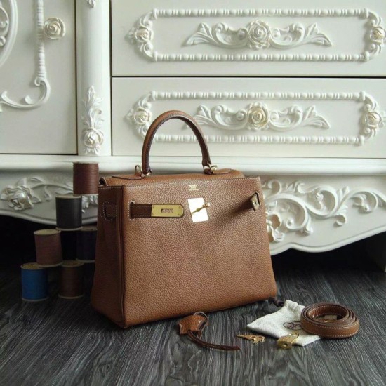 Replica Hermes Kelly Bag 28,32CM  In Brown Clemence Leather