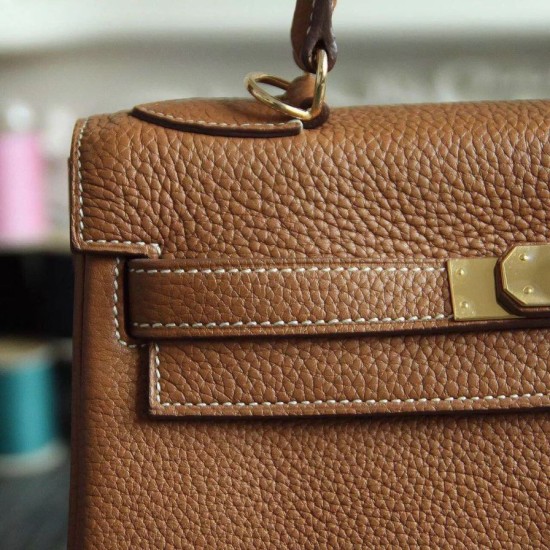 Replica Hermes Kelly Bag 28,32CM  In Brown Clemence Leather