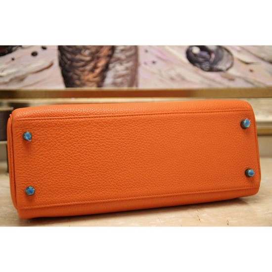 Replica Hermes Kelly Bag 28,32CM  In Orange Clemence Leather