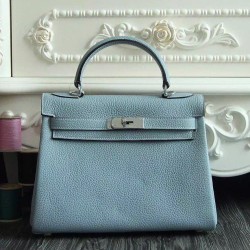 Replica Hermes Kelly Bag In Azure Clemence Leather