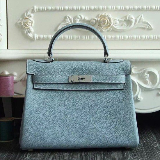 Replica Hermes Kelly Bag In Azure Clemence Leather