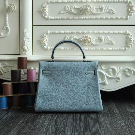 Replica Hermes Kelly Bag In Azure Clemence Leather