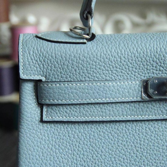 Replica Hermes Kelly Bag In Azure Clemence Leather