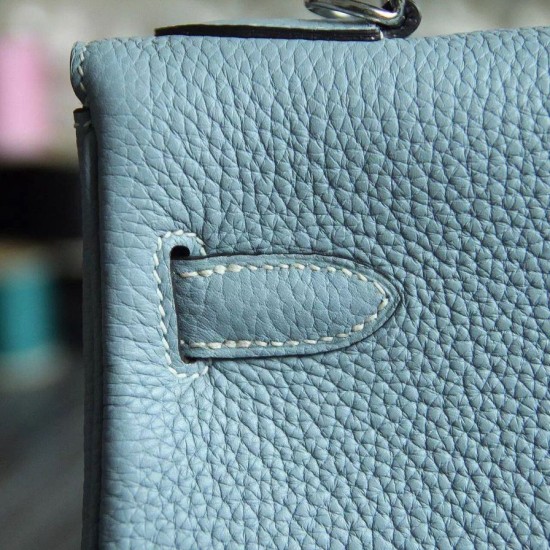 Replica Hermes Kelly Bag In Azure Clemence Leather