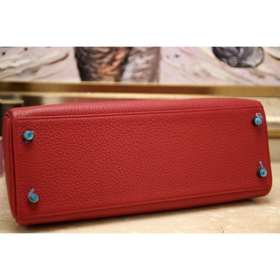 Replica Hermes Kelly Bag In Red Clemence Leather