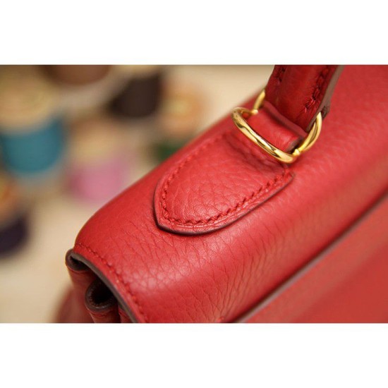 Replica Hermes Kelly Bag In Red Clemence Leather