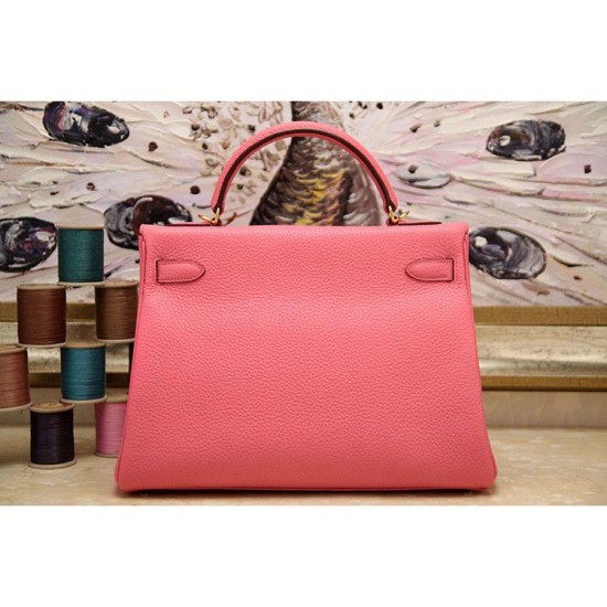Replica Hermes Kelly Bag In Rose Lipstick Clemence Leather