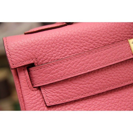 Replica Hermes Kelly Bag In Rose Lipstick Clemence Leather