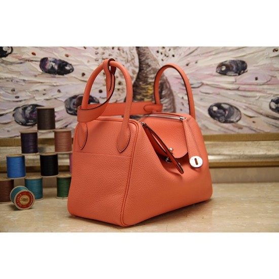 Replica Hermes Lindy 26cm 30cm 34cm Bag In Crevette Leather