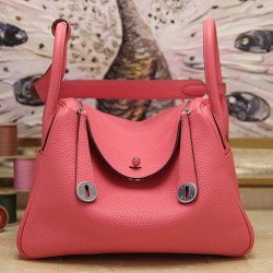 Fake Hermes Lindy 26cm 30cm 34cm Bag In Rose Lipstick Leather Replica