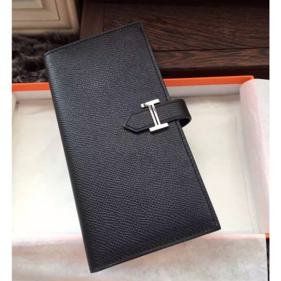 Fake Hermes Bearn Wallet In Black Epsom Leather Replica