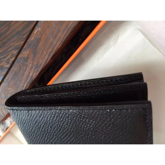 Fake Hermes Bearn Wallet In Black Epsom Leather Replica